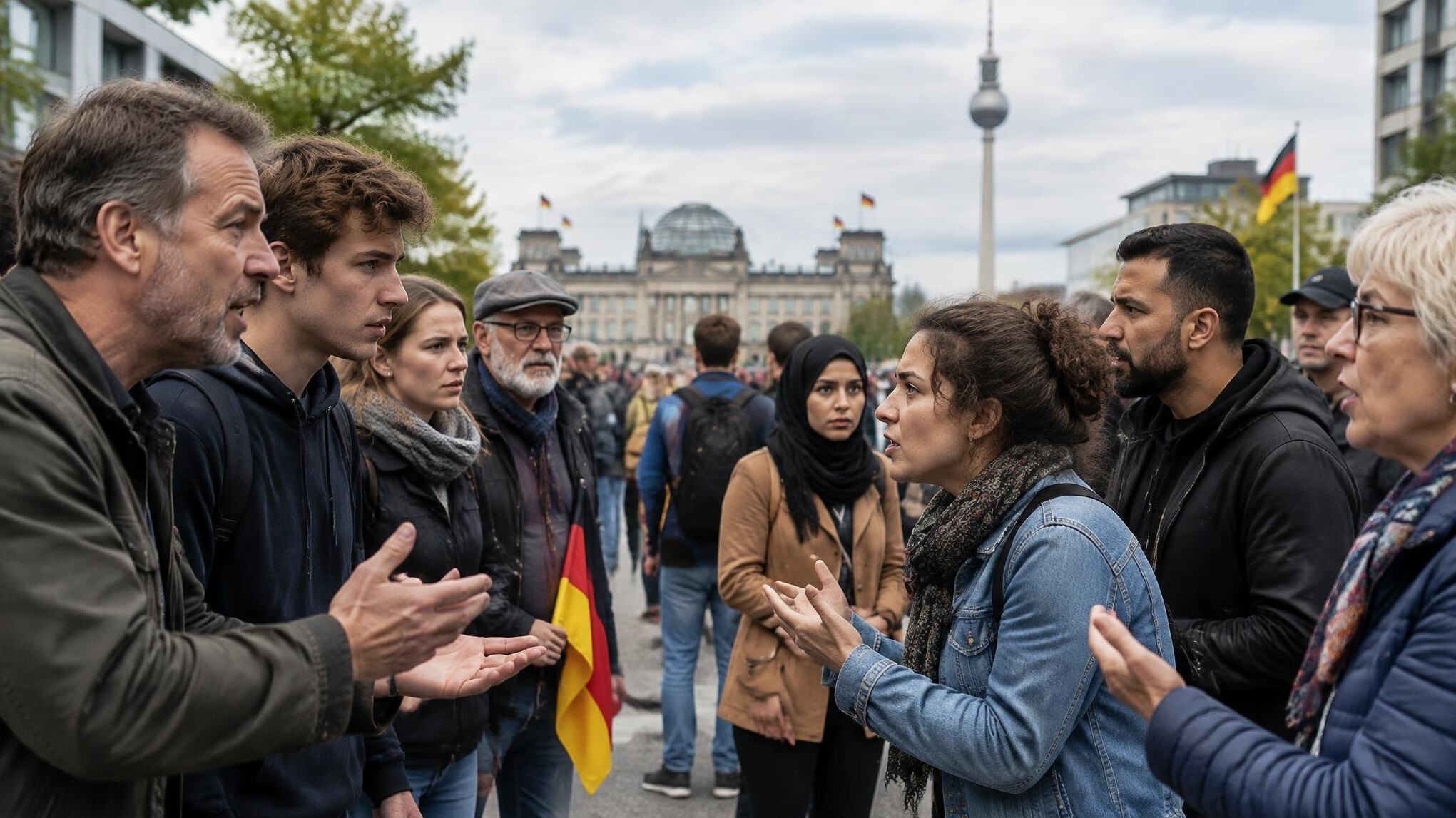divided german crowd