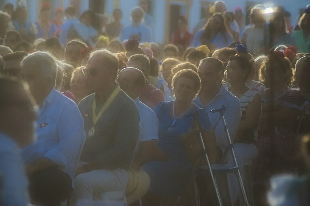 crowd discussing politics