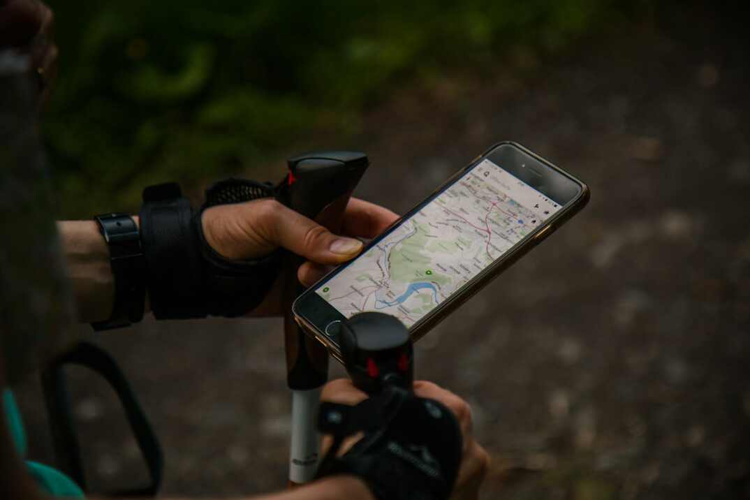 person using navigation app